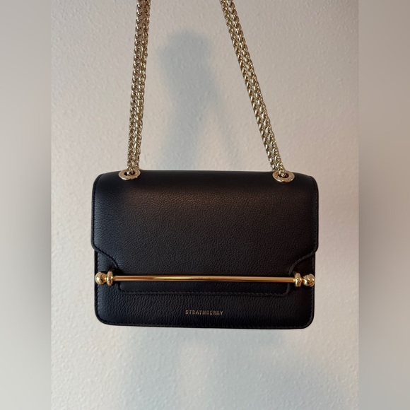 Strathberry Handbags - Strathberry East West Mini Black Leather Crossbody Bag